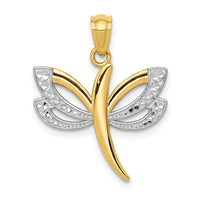 Load image into Gallery viewer, 14k w/Rhodium Dragonfly Pendant

