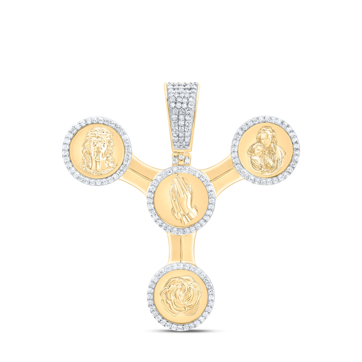 3/4CTW-DIA NK JESUS CHRIST UNITY SPINNER MENS CHARM