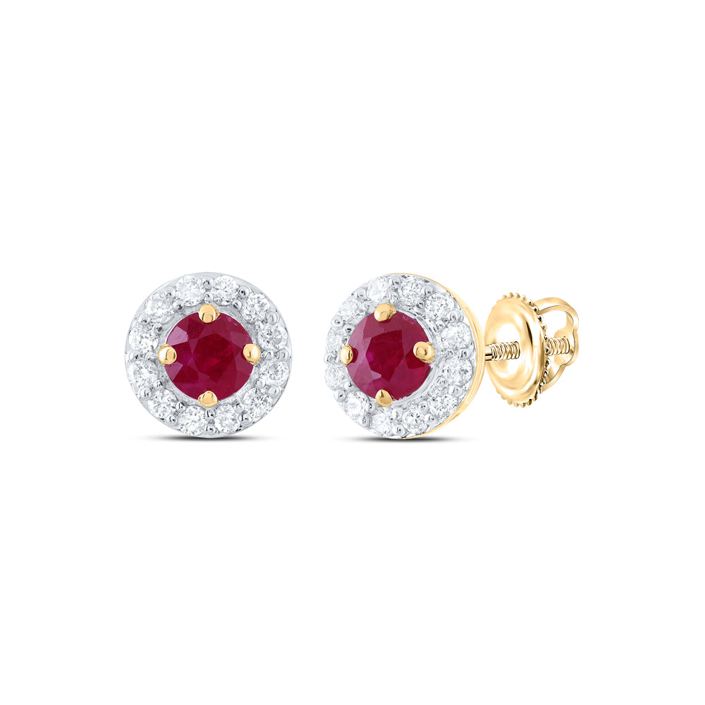 1/8CTW-DIA CN 3MM RD-RU NAT GEM STUD EARRING