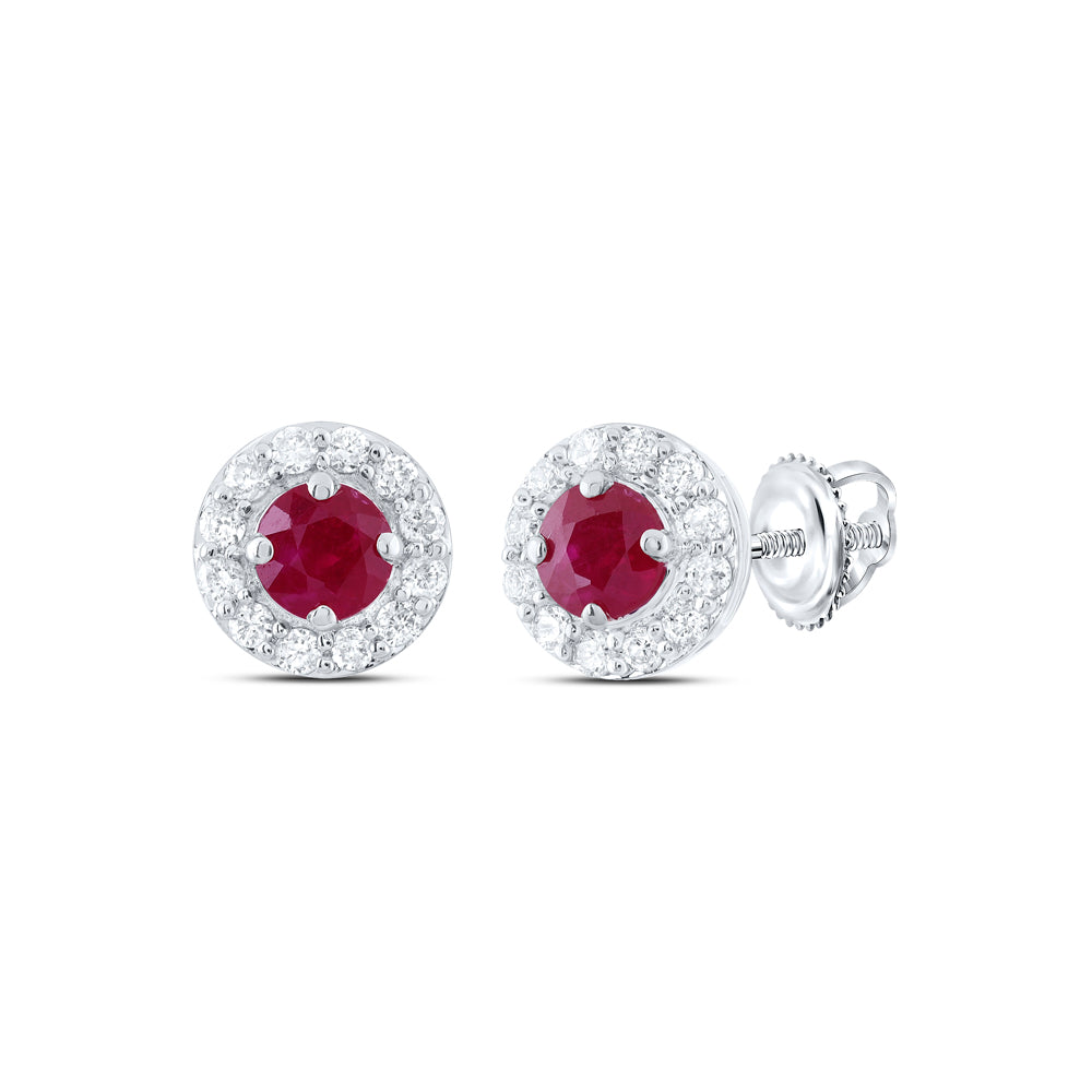 1/8CTW-DIA CN 3MM RD-RU NAT GEM STUD EARRING