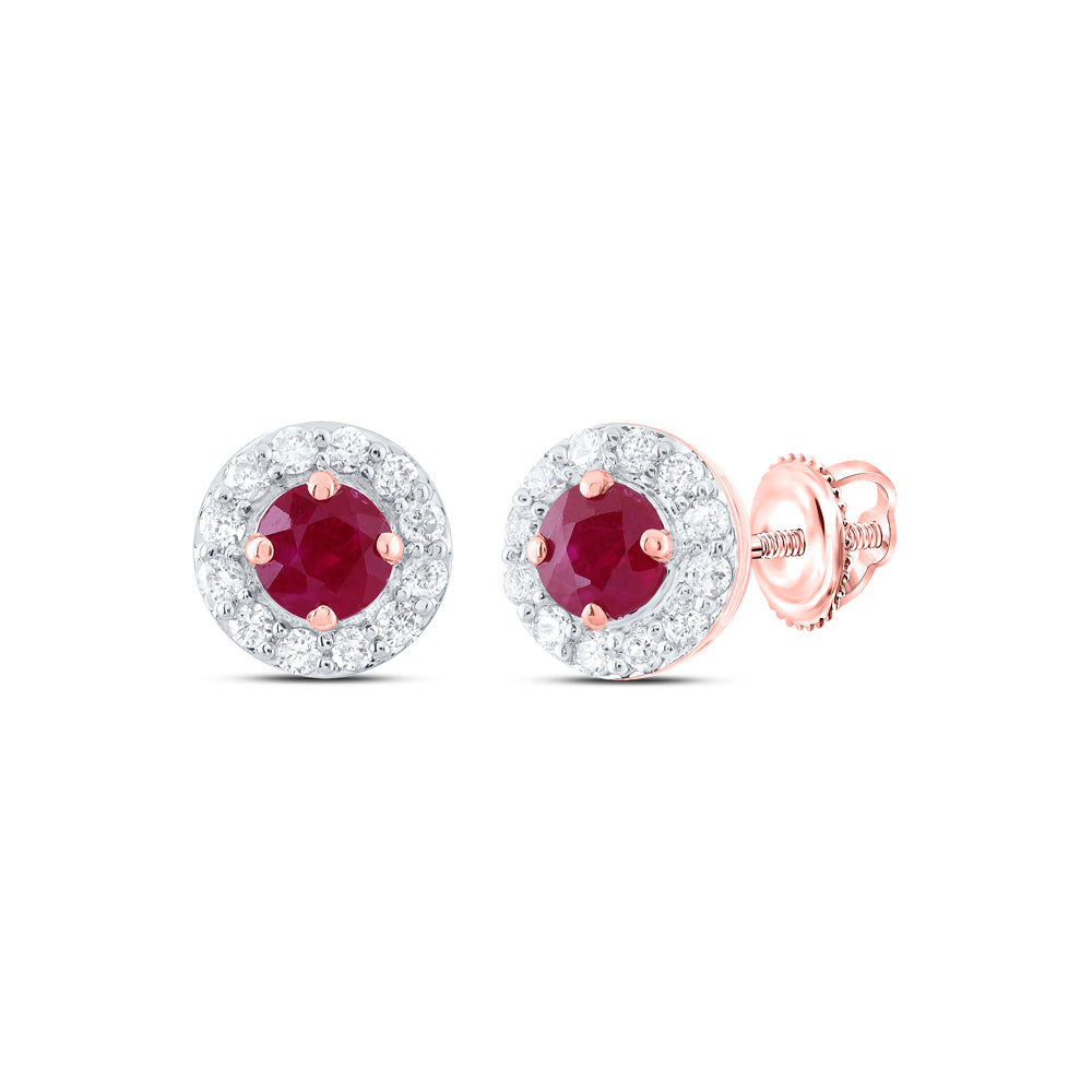 1/8CTW-DIA CN 3MM RD-RU NAT GEM STUD EARRING