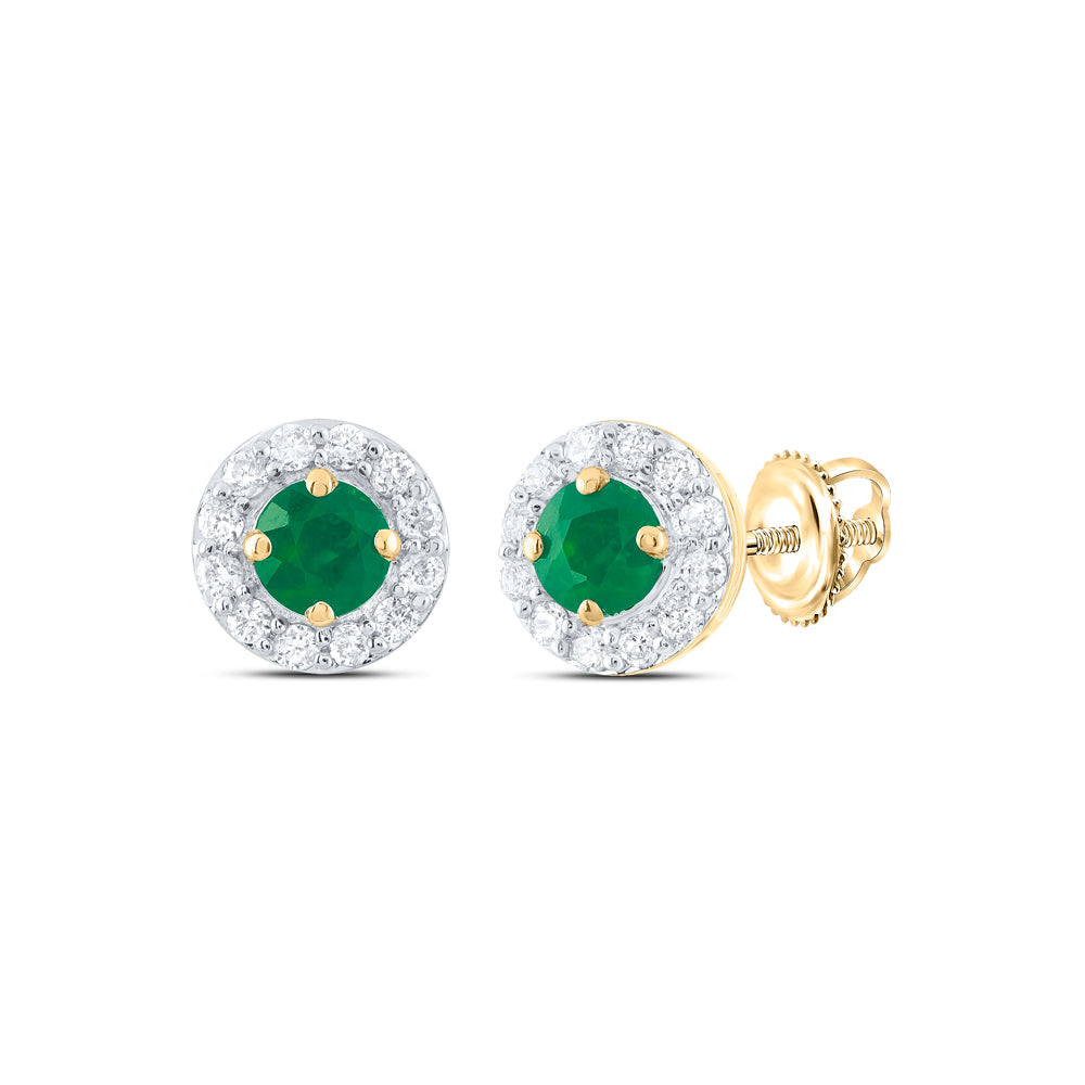 1/8CTW-DIA CN 3MM RD-EM NAT GEM STUD EARRING