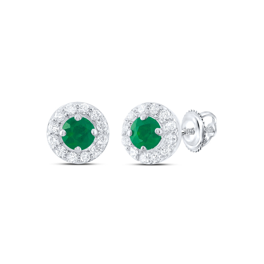 1/8CTW-DIA CN 3MM RD-EM NAT GEM STUD EARRING