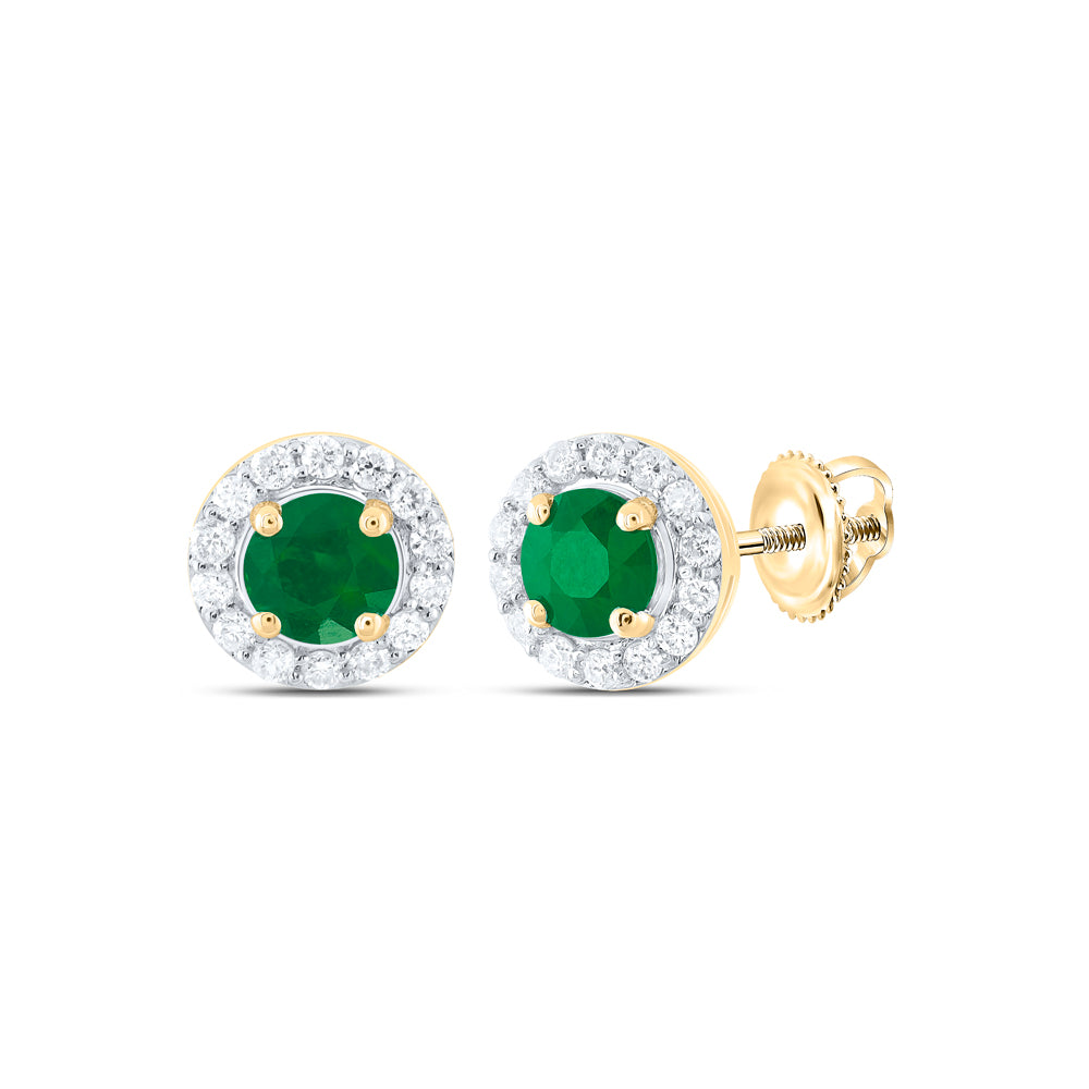 1/6CTW-DIA CN 4MM RD-EM NAT GEM STUD EARRING