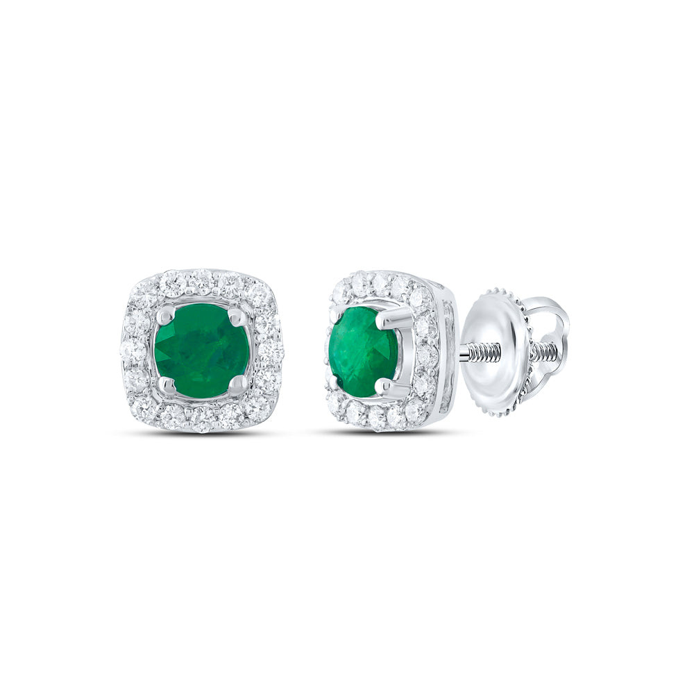 1/5CTW-DIA CN 4MM RD-EM NAT GEM STUD EARRING