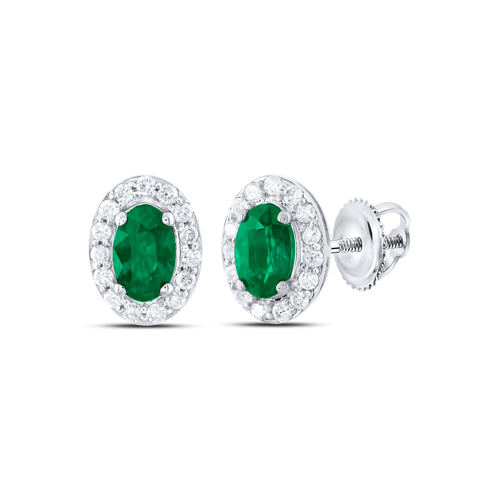 1/6CTW-DIA CN 5X3MM OV-EM NAT GEM STUD EARRING
