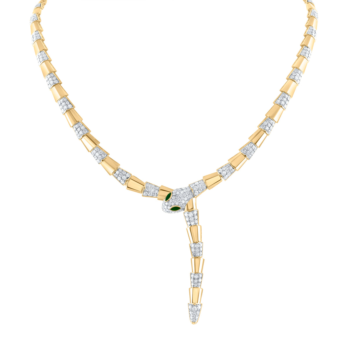 5 5/8CTW-DIA ANA M 1/5CTW MQ-EM NAT GEM SNAKE NECKLACE (16 INCH)