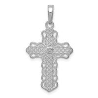 Load image into Gallery viewer, 14K White Gold Lace Trim Cross Pendant
