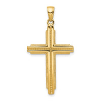 Load image into Gallery viewer, 14K Textured Outline Cross Pendant
