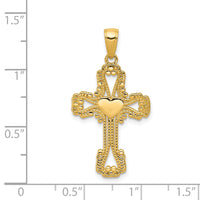 Load image into Gallery viewer, 14K Beaded Cross with Heart Pendant
