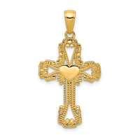 Load image into Gallery viewer, 14K Beaded Cross with Heart Pendant
