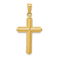 Load image into Gallery viewer, 14K Cross with Striped Border Pendant
