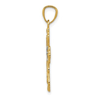 Load image into Gallery viewer, 14k w/Rhodium Diamond-cut Cross Pendant
