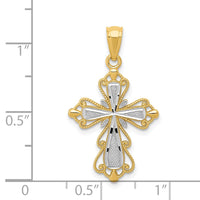 Load image into Gallery viewer, 14k w/Rhodium Diamond-cut Cross Pendant

