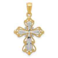 Load image into Gallery viewer, 14k w/Rhodium Diamond-cut Cross Pendant
