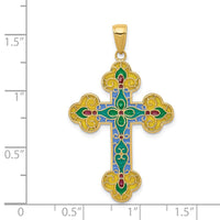 Load image into Gallery viewer, 14K Acrylic Flower Center Budded Cross Pendant
