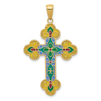 Load image into Gallery viewer, 14K Acrylic Flower Center Budded Cross Pendant
