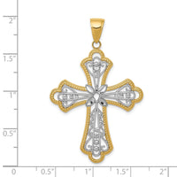 Load image into Gallery viewer, 14K w/Rhodium Diamond-cut Filigree Cut-out Cross Pendant
