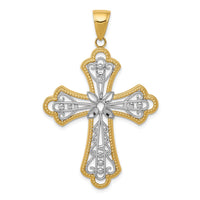 Load image into Gallery viewer, 14K w/Rhodium Diamond-cut Filigree Cut-out Cross Pendant
