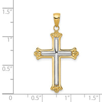 Load image into Gallery viewer, 14K w/Rhodium Budded Yellow Cross Frame Pendant
