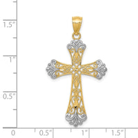 Load image into Gallery viewer, 14k w/Rhodium Diamond-cut Cross Pendant
