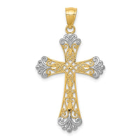 Load image into Gallery viewer, 14k w/Rhodium Diamond-cut Cross Pendant
