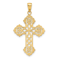 Load image into Gallery viewer, 14K Lacey Budded Cross Pendant
