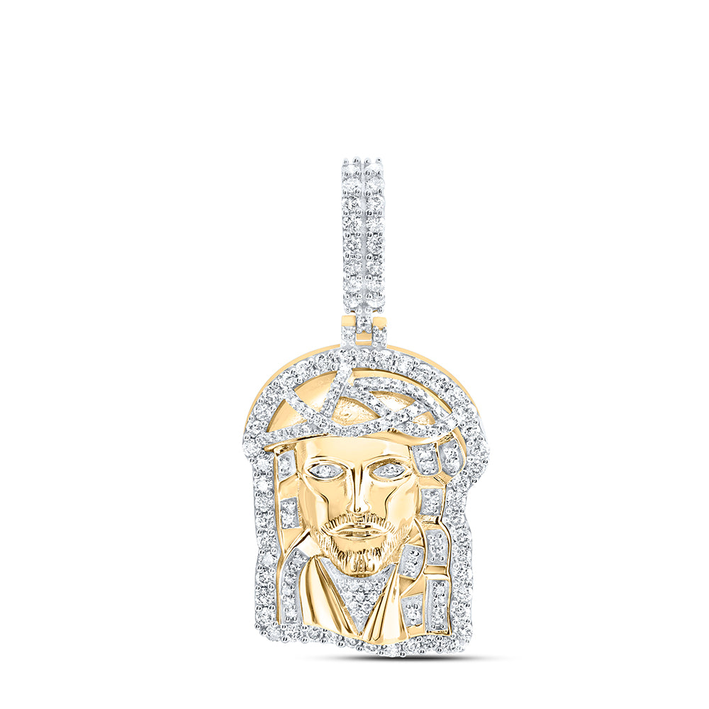 1 1/3CTW-DIA NK JESUS MENS CHARM
