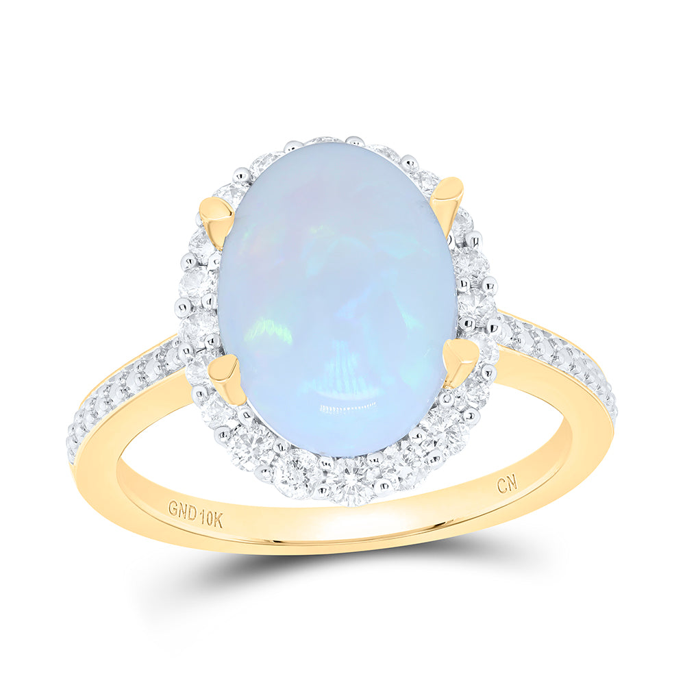 3/8CTW-DIA CN 11.5X8.5MM OV-OPAL NAT GEM OVAL RING