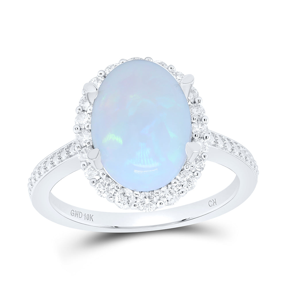 3/8CTW-DIA CN 11.5X8.5MM OV-OPAL NAT GEM OVAL RING