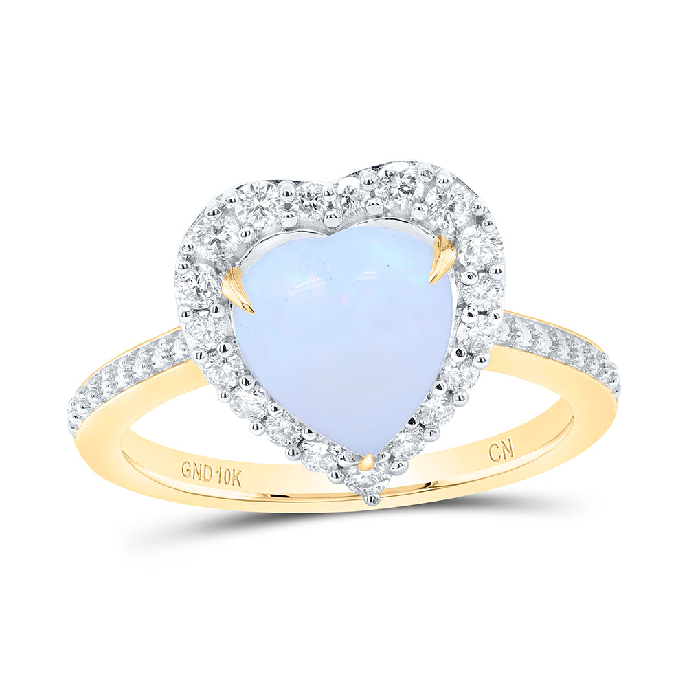 3/8CTW-DIA CN 8.6X9.4MM HS-OPAL NAT GEM HEART RING