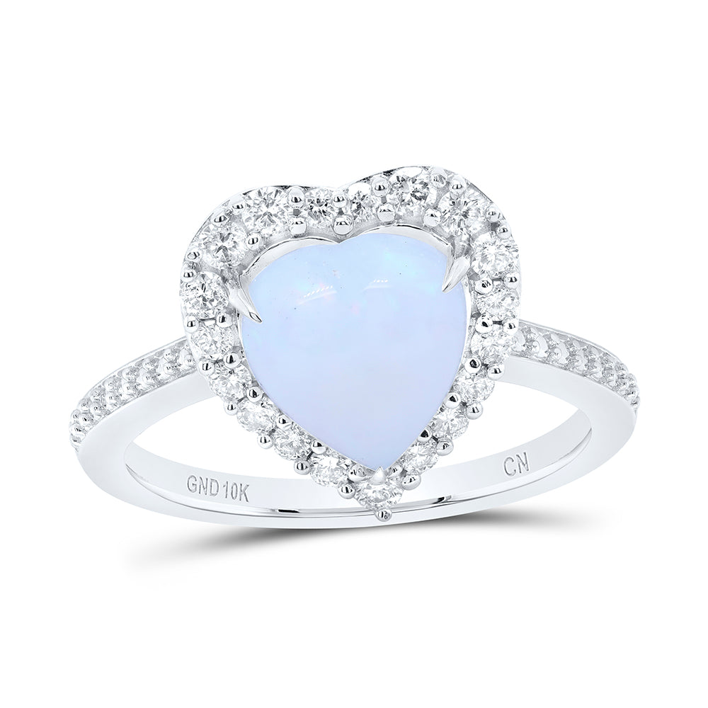 3/8CTW-DIA CN 8.6X9.4MM HS-OPAL NAT GEM HEART RING
