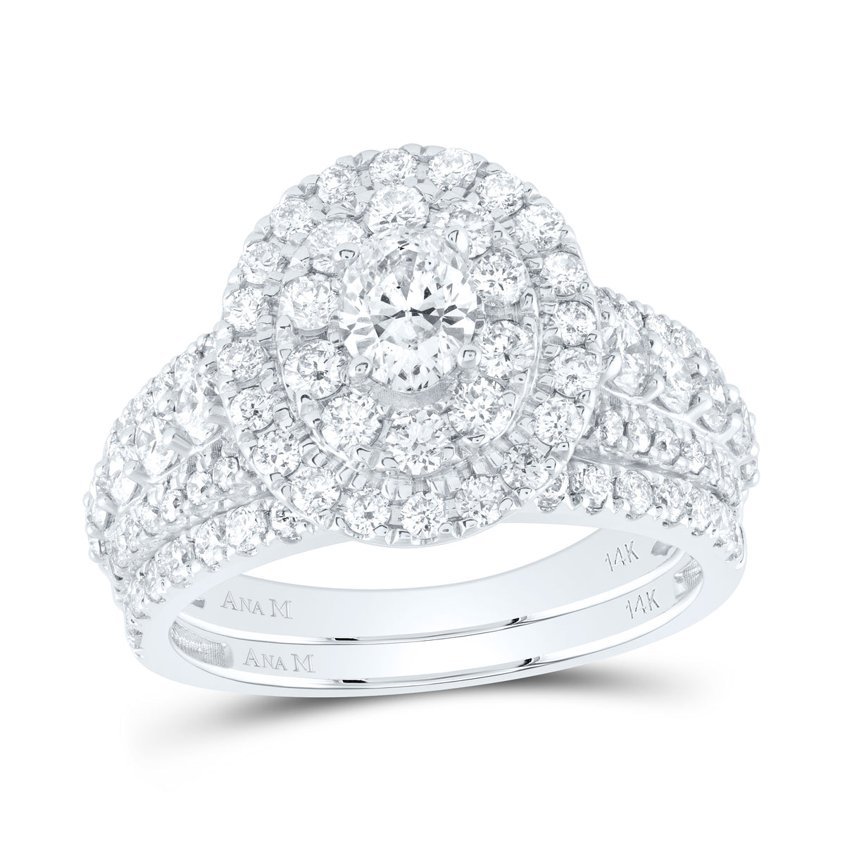 2CTW-DIA ANA M 3/8CT-COV OVAL DOUBLE HALO BRIDAL SET