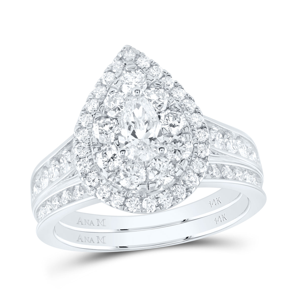 2CTW-DIA ANA M 3/8CT-CPS PEAR SINGLE HALO BRIDAL SET