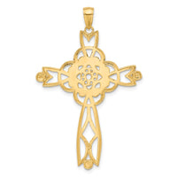 Load image into Gallery viewer, 14K w/Rhodium Diamond-cut Beaded Trim Infinity Cross Pendant
