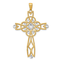 Load image into Gallery viewer, 14K w/Rhodium Diamond-cut Beaded Trim Infinity Cross Pendant
