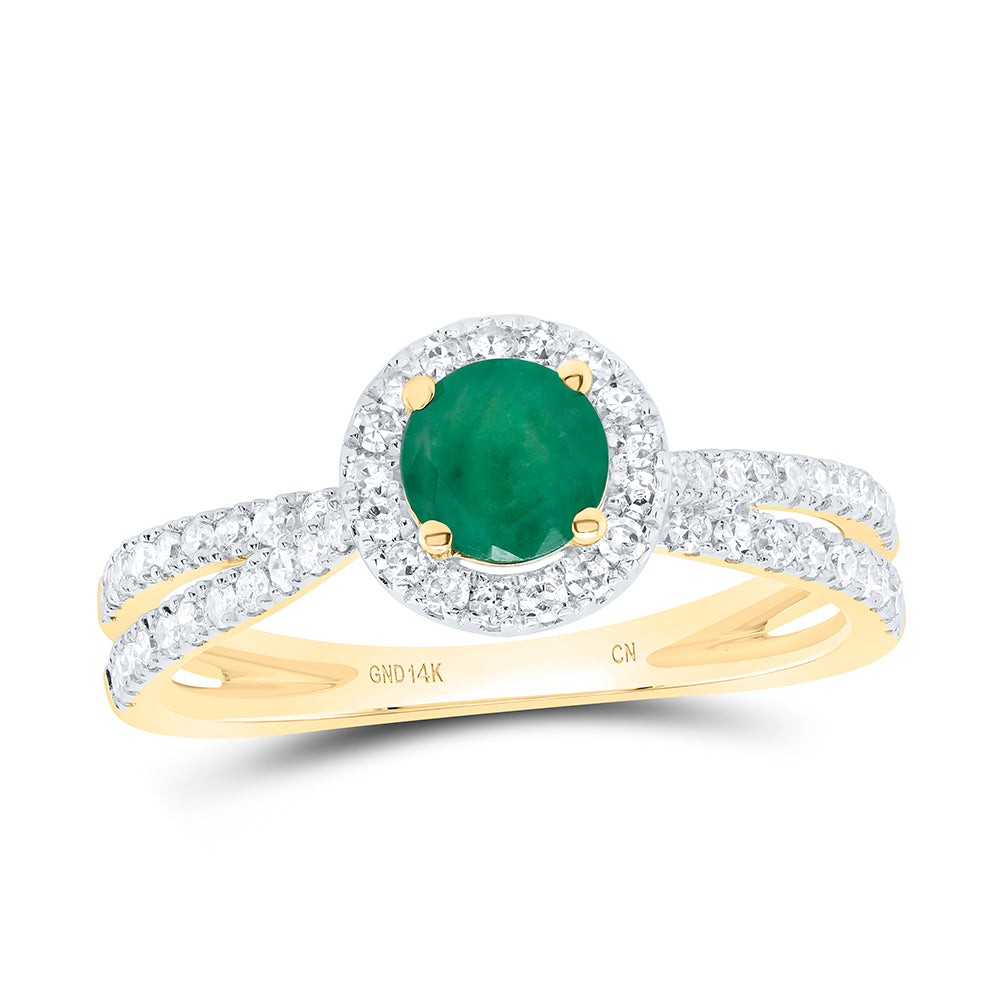 3/8CTW-DIA CN 5MM  RD-EM NAT GEM RING