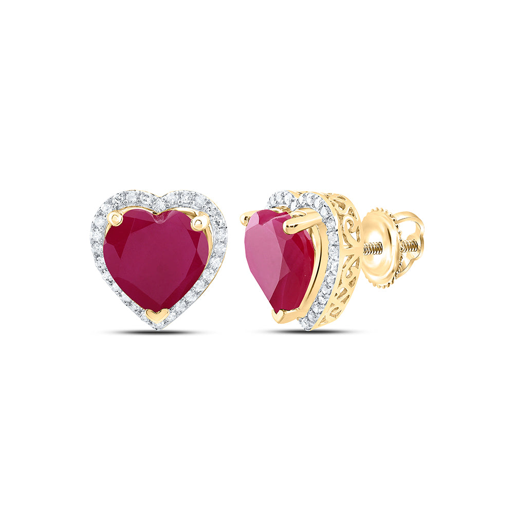 3/8CTW-DIA P1 10X10 MM HEART-RU SYNTHETIC EARRING