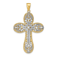 Load image into Gallery viewer, 14K Two-tone Diamond-cut Layered Cross Pendant
