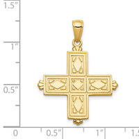 Load image into Gallery viewer, 14K Etched Square Cross w/Crown Tips Pendant
