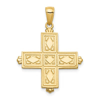 Load image into Gallery viewer, 14K Etched Square Cross w/Crown Tips Pendant
