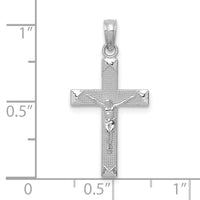Load image into Gallery viewer, 14K White Gold Beveled Tipped Crucifix Pendant

