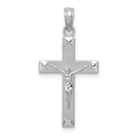 Load image into Gallery viewer, 14K White Gold Beveled Tipped Crucifix Pendant

