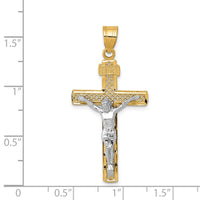 Load image into Gallery viewer, 14K Two-tone Diamond-cut Lattice Cross w/Crucifix Pendant
