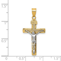 Load image into Gallery viewer, 14K Two-tone Diamond-cut Lattice Cross w/Crucifix Pendant
