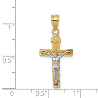 Load image into Gallery viewer, 14K Two-tone Diamond-cut Lattice Cross w/Crucifix Pendant

