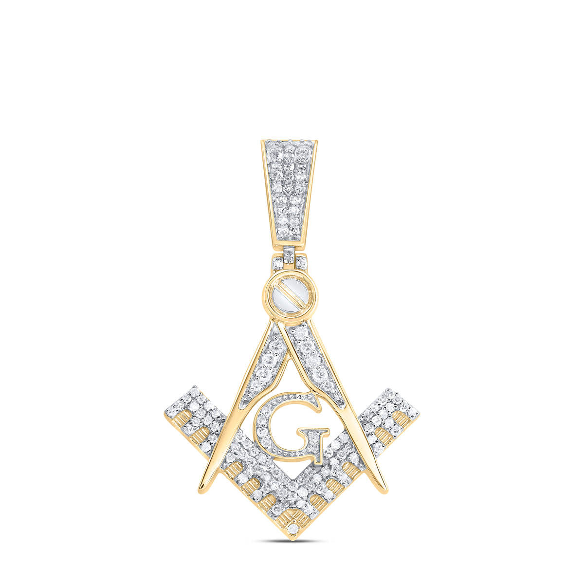 3/8CTW-DIA NK MASONIC MENS CHARM
