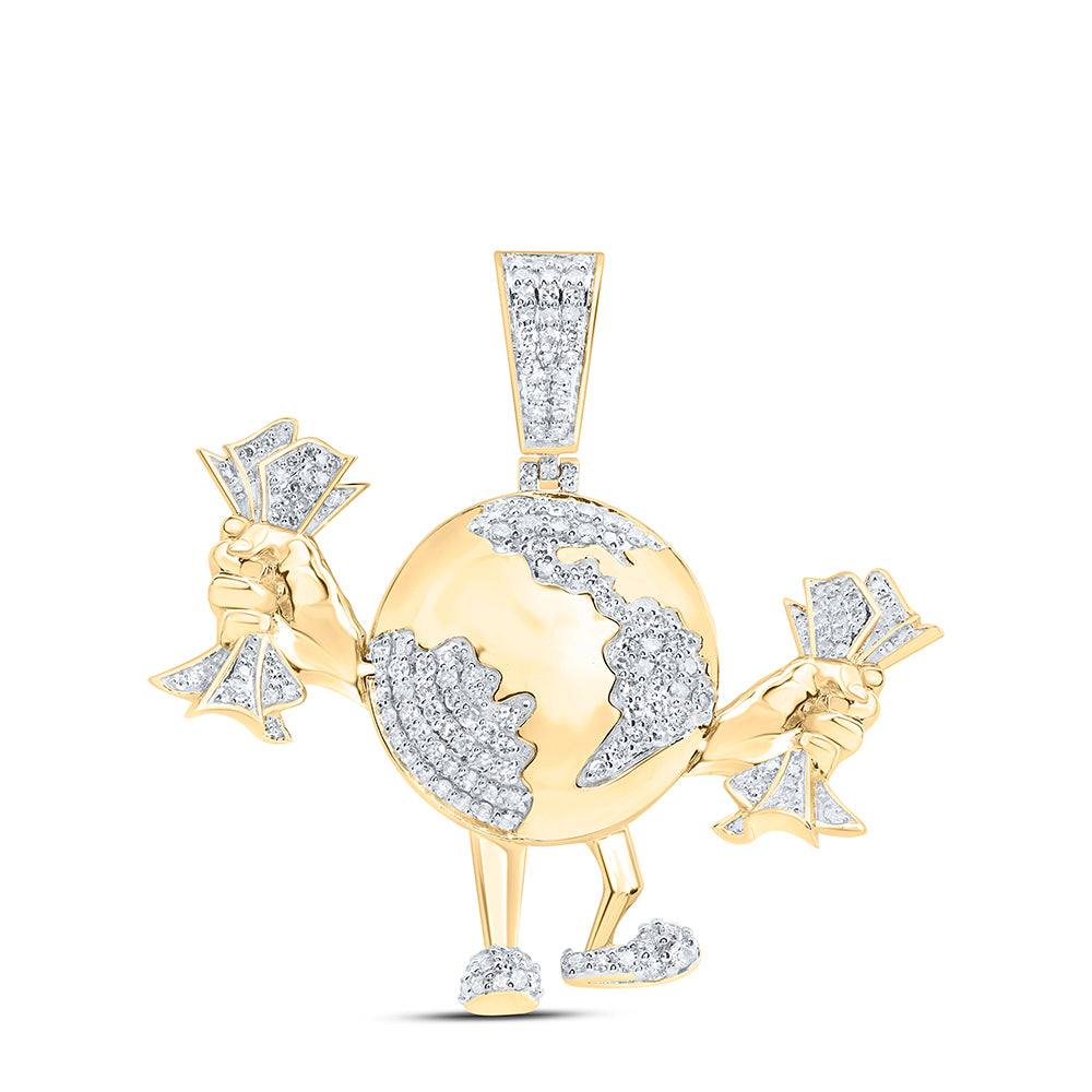 1CTW-DIA NK GLOBE MONEY MENS CHARM