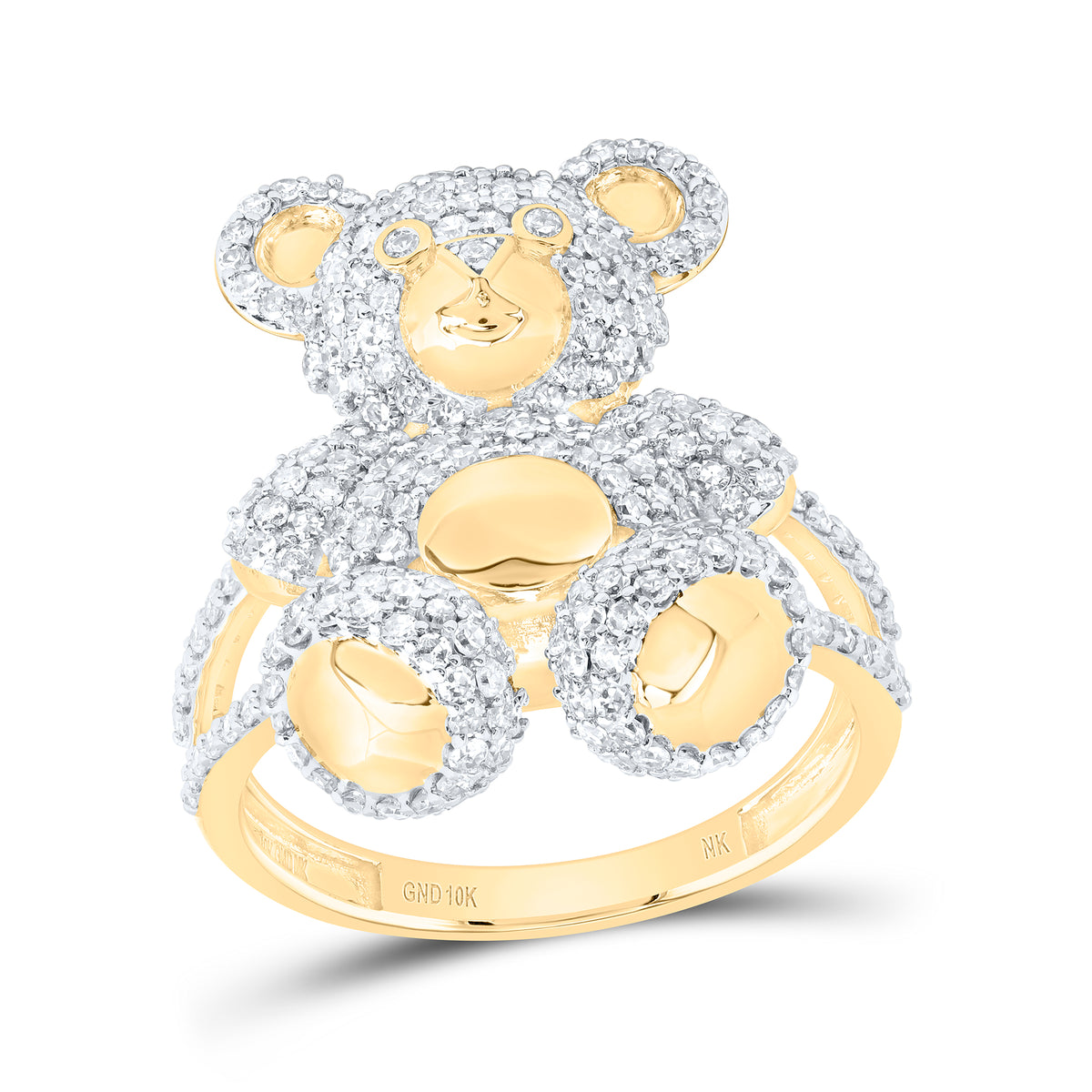 1 1/2CTW-DIA NK TEDDY BEAR LADIES RING