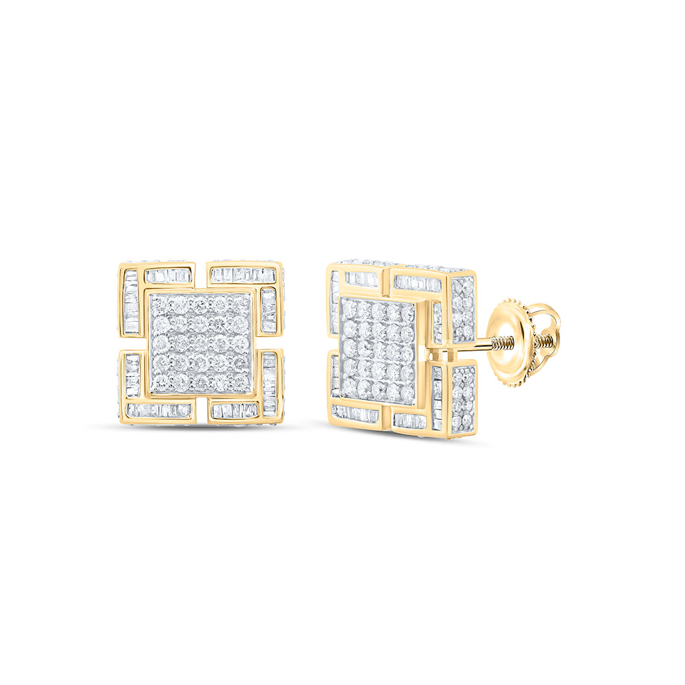 1 5/8CTW-DIA P1 SQUARE MENS EARRING